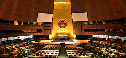 United Nations General Assembly hall in New York City.