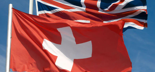 The Swiss flag and the Union Jack