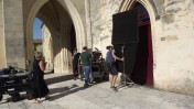 Moulon, Aquitaine. Tournage d'une scène du film Cocorico 2 le 19 juin 2025